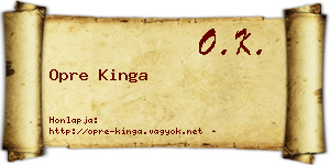 Opre Kinga névjegykártya